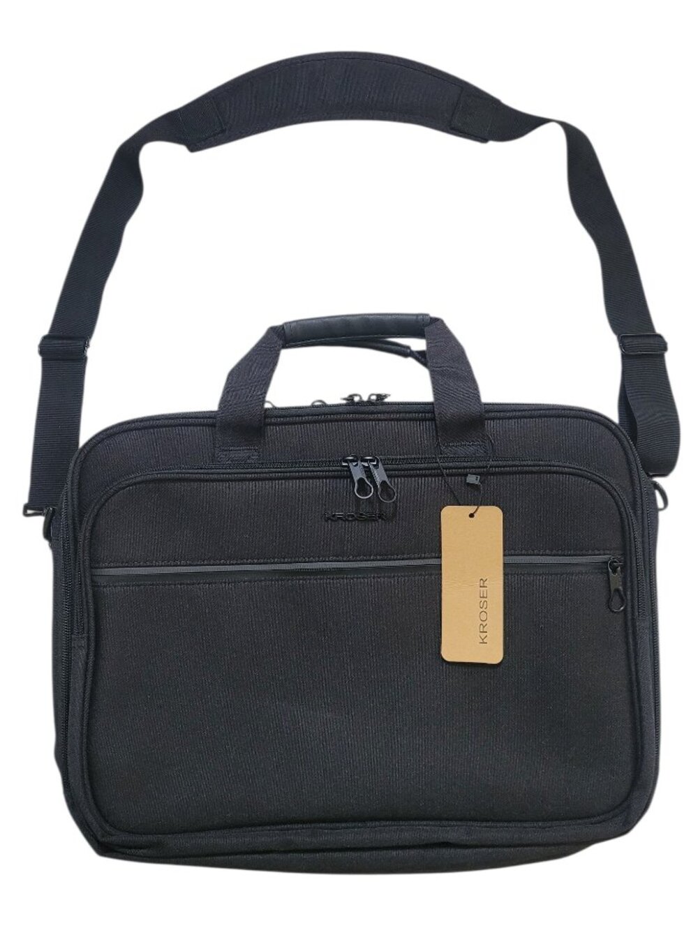 KROSER Black Expandable Laptop Bag Briefcase Travel Bag Shoulder Strap Business